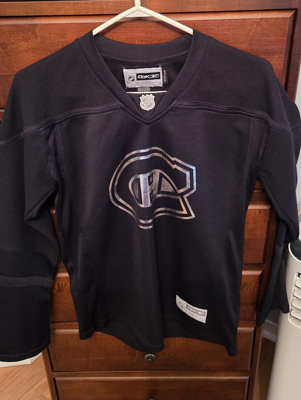 Montreal Canadiand Reebok Black Hockey Jersey with Metallic Logo